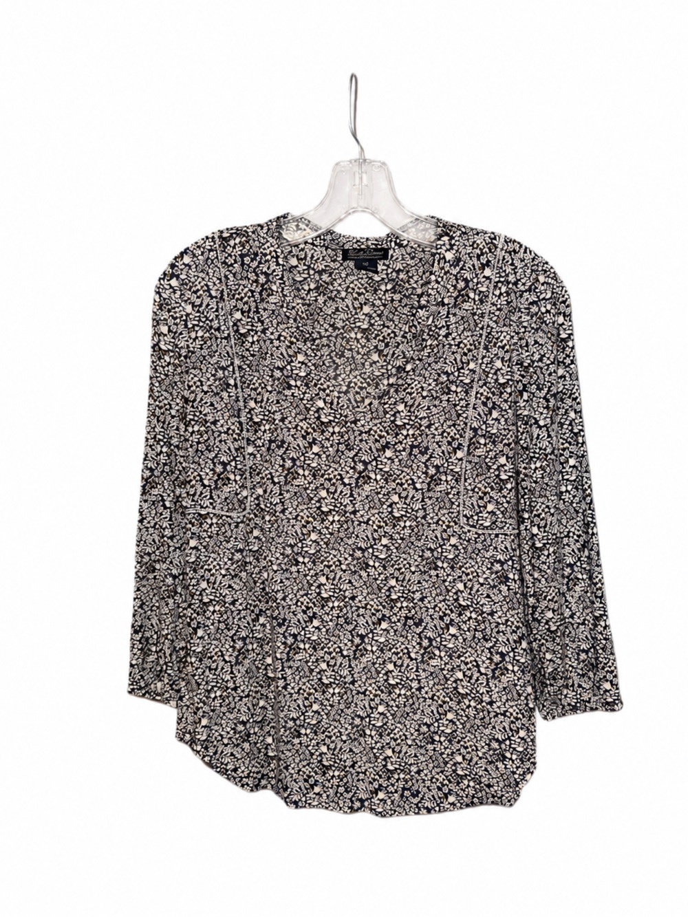 Lucky Brand Dark Blue Floral Long-Sleeve Blouse